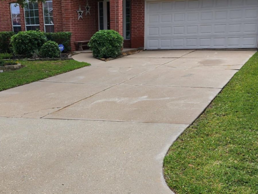 Driveway pressure washed, after